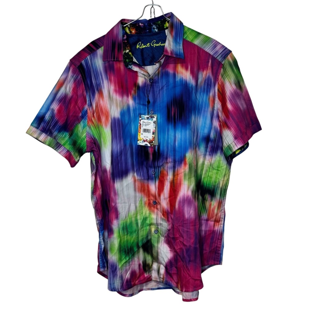 Robert Graham Mens Shirt Quantum Image Classic Stretch Button Up Multi XL NWT